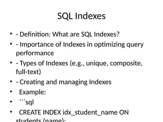 What Is The Index In Sql SQL_Tables_Views_Indexes_Presentation.pptx