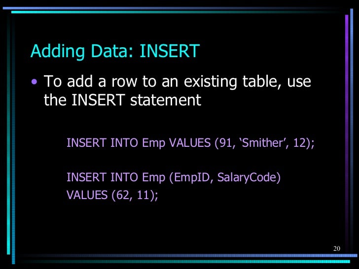 Sql theory