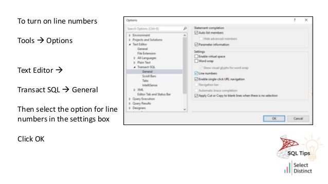 SQL tips use line numbers | PPTX | Computing | Technology & Computing