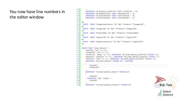 SQL tips use line numbers | PPTX | Computing | Technology & Computing