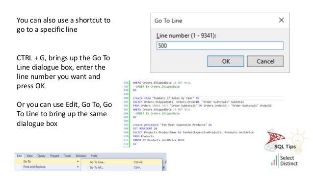 SQL tips use line numbers | PPTX | Computing | Technology & Computing