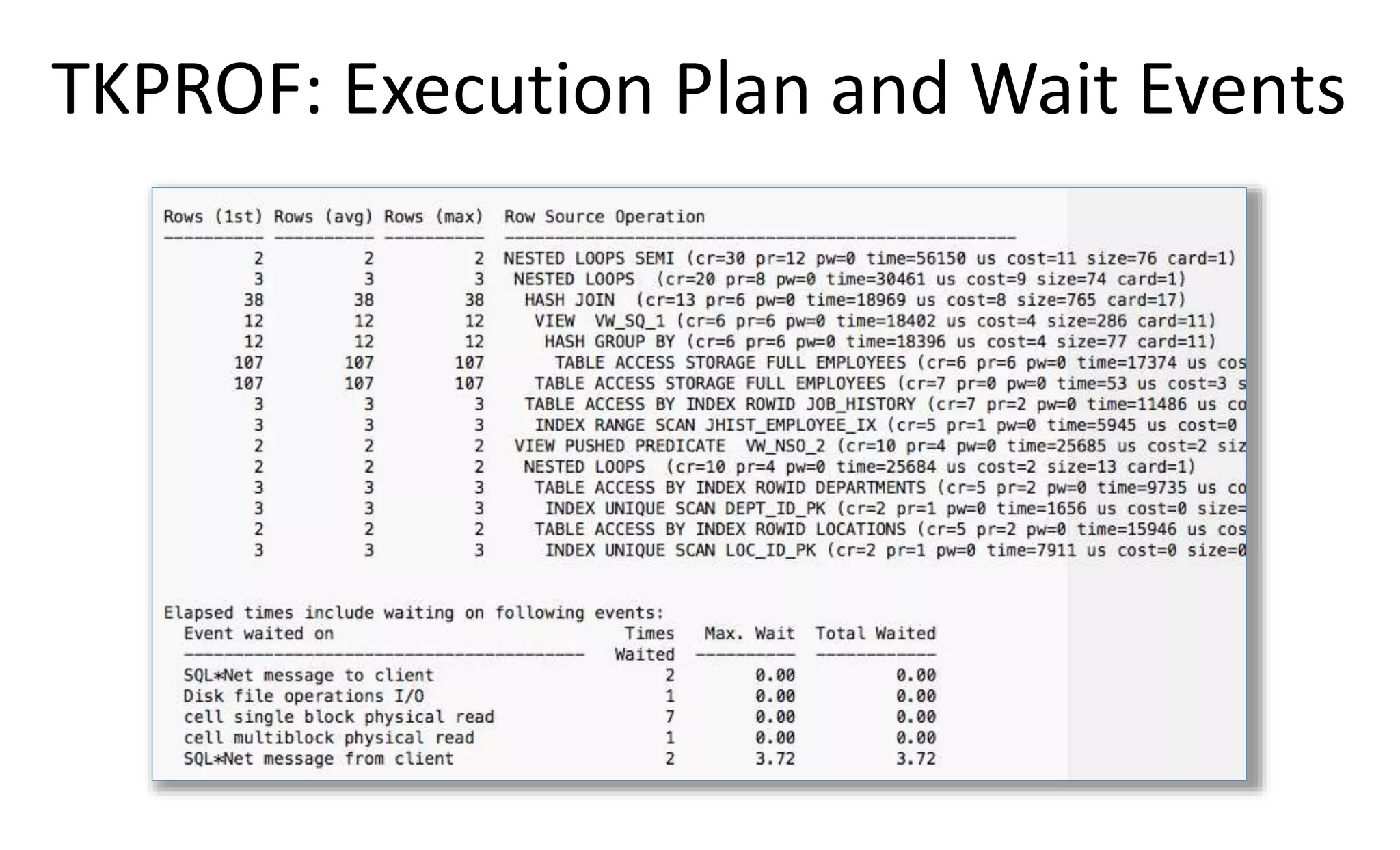 TKPROF: Execution Plan and Wait Events
 