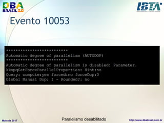 Evento 10053
Paralelismo desabilitado
 