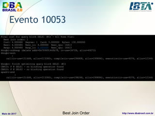 Evento 10053
Best Join Order
 