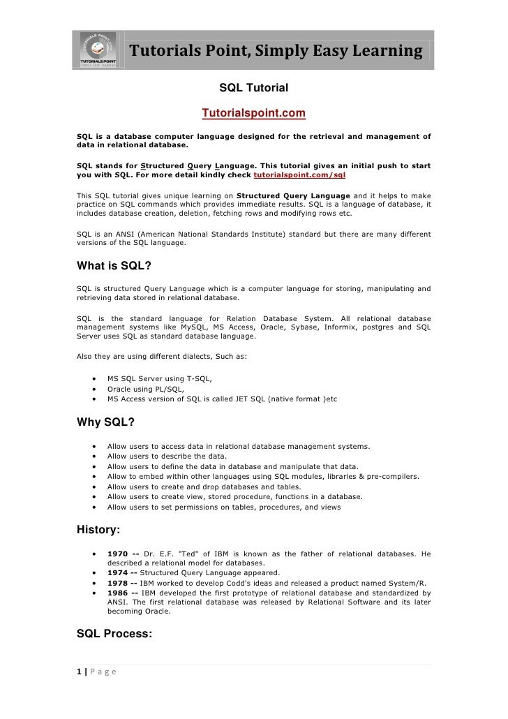 pl sql tutorial point