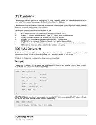 Sql tutorial | PDF