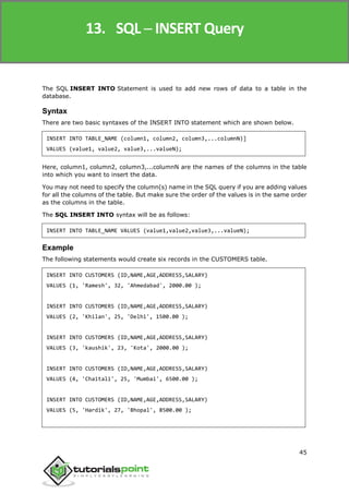 Sql tutorial | PDF