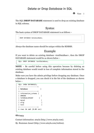 Sql tutorial | PDF