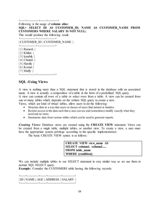 SQL Tutorial for BCA-2 | DOCX
