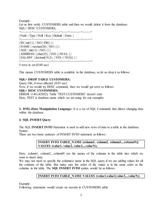 SQL Tutorial for BCA-2 | DOCX