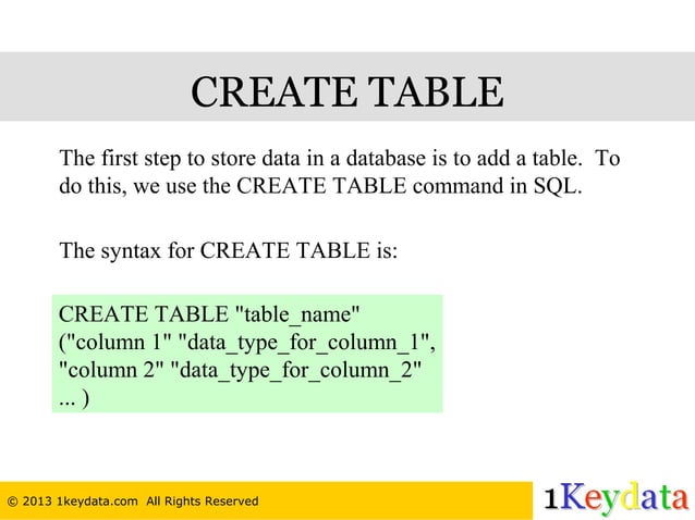 SQL Tutorial - How To Create, Drop, and Truncate Table | PPT