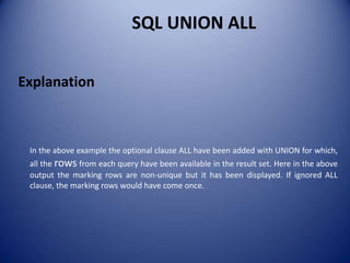 Union All Function Sql SQL UNION | PPTX