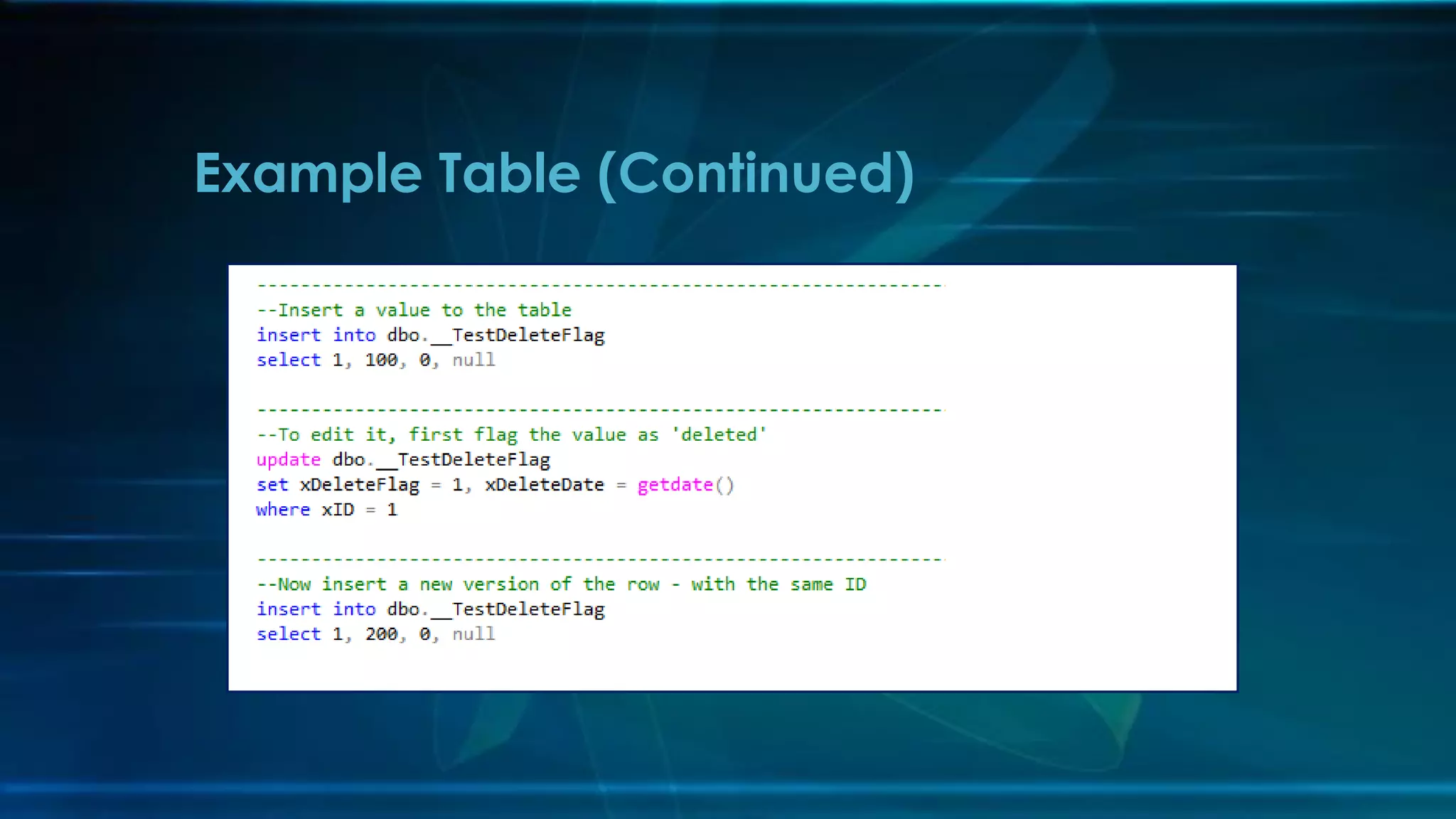 Example Table (Continued)
 