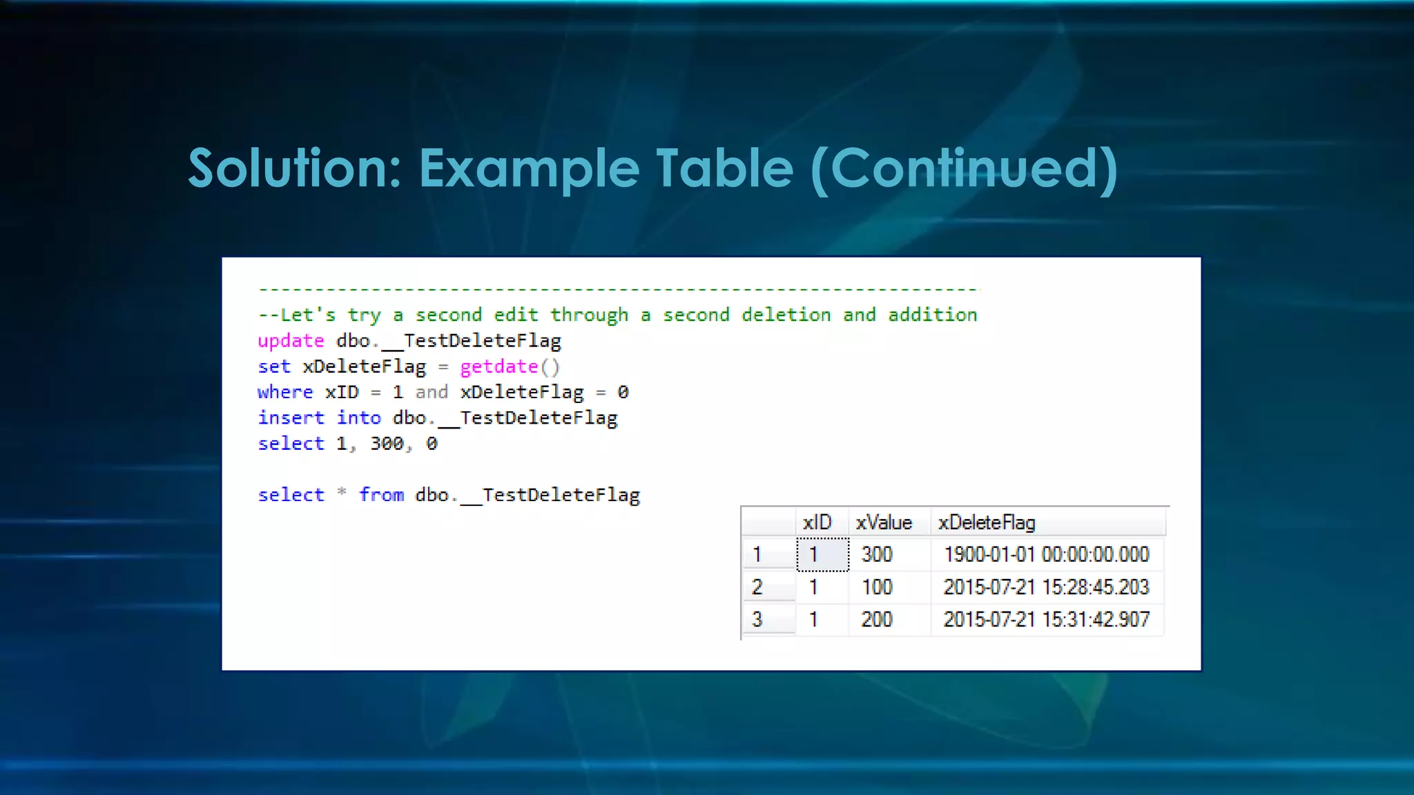Solution: Example Table (Continued)
 