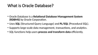 INTRODUCTION TO ORACLE AND SQL UNIT 5 PRESENTATION | PPTX