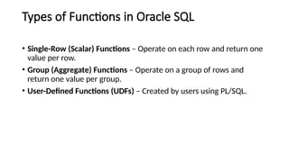 INTRODUCTION TO ORACLE AND SQL UNIT 5 PRESENTATION | PPTX