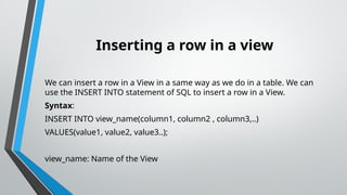 SQLviews in the Database Management Systems | PPTX