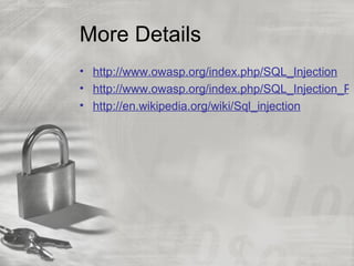 Sql vulnerability advisory presentation | PPT