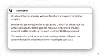 SQL Window Functions In Five Easy Steps | PDF