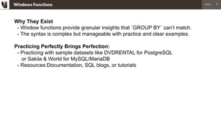 SQL Window Functions In Five Easy Steps | PDF