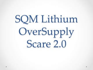 SQM Lithium
OverSupply
Scare 2.0	
 
