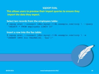 Sqoop Explanation with examples and syntax | PDF