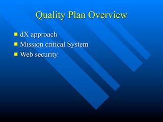 Software Quality Plan