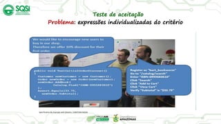 27
Problema: expressões individualizadas do critério
Specification-By-Example with Gherkin, CHRISTIAN HASSA
Teste de aceitação
 