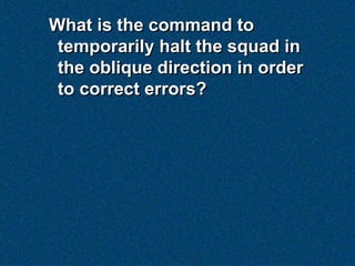 What is the command to
 temporarily halt the squad in
 the oblique direction in order
 to correct errors?
 