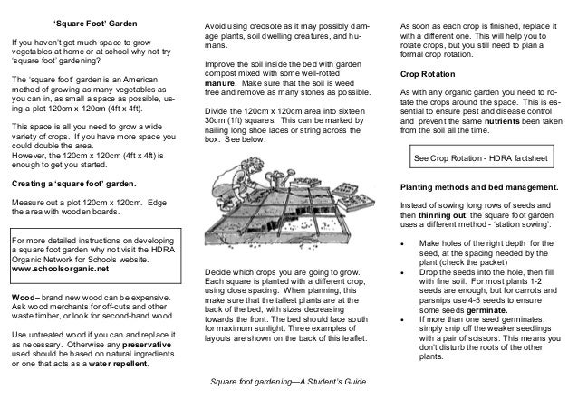 Square Foot Gardening Teacher Guide Organic Gardening