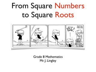 From Square Numbers 
to Square Roots 
Grade 8 Mathematics 
Mr. J. Lingley 
 