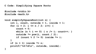 powerpoint presentation on square root factorising | PPTX