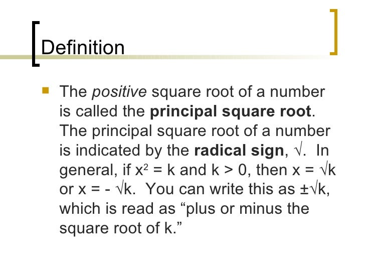 Square Roots