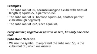 Perfect Cubed Roots Examples MYP Lessons on Square Roots and Cube Roots | PPTX