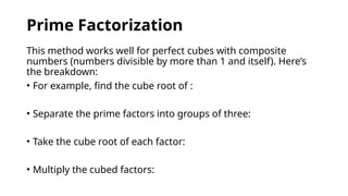Cube Root Factorization Examples MYP Lessons on Square Roots and Cube Roots | PPTX