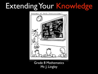 Extending Your Knowledge 
Grade 8 Mathematics 
Mr. J. Lingley 
 
