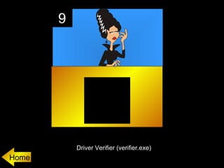 9




           Driver Verifier (verifier.exe)
Home
 