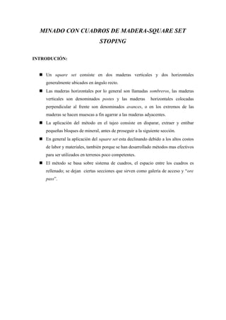 Square set stoping | DOC