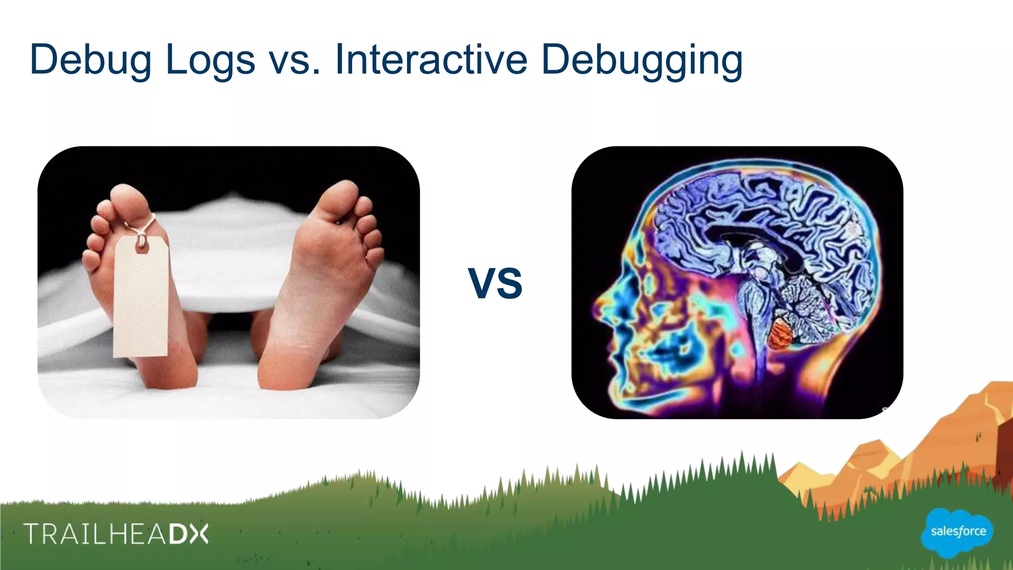 Debug Logs vs. Interactive Debugging
VS
 