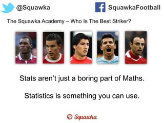 The Squawka Academy – Who Is The Best Striker?
@Squawka SquawkaFootball
Stats aren’t just a boring part of Maths.
Statistics is something you can use.
 
