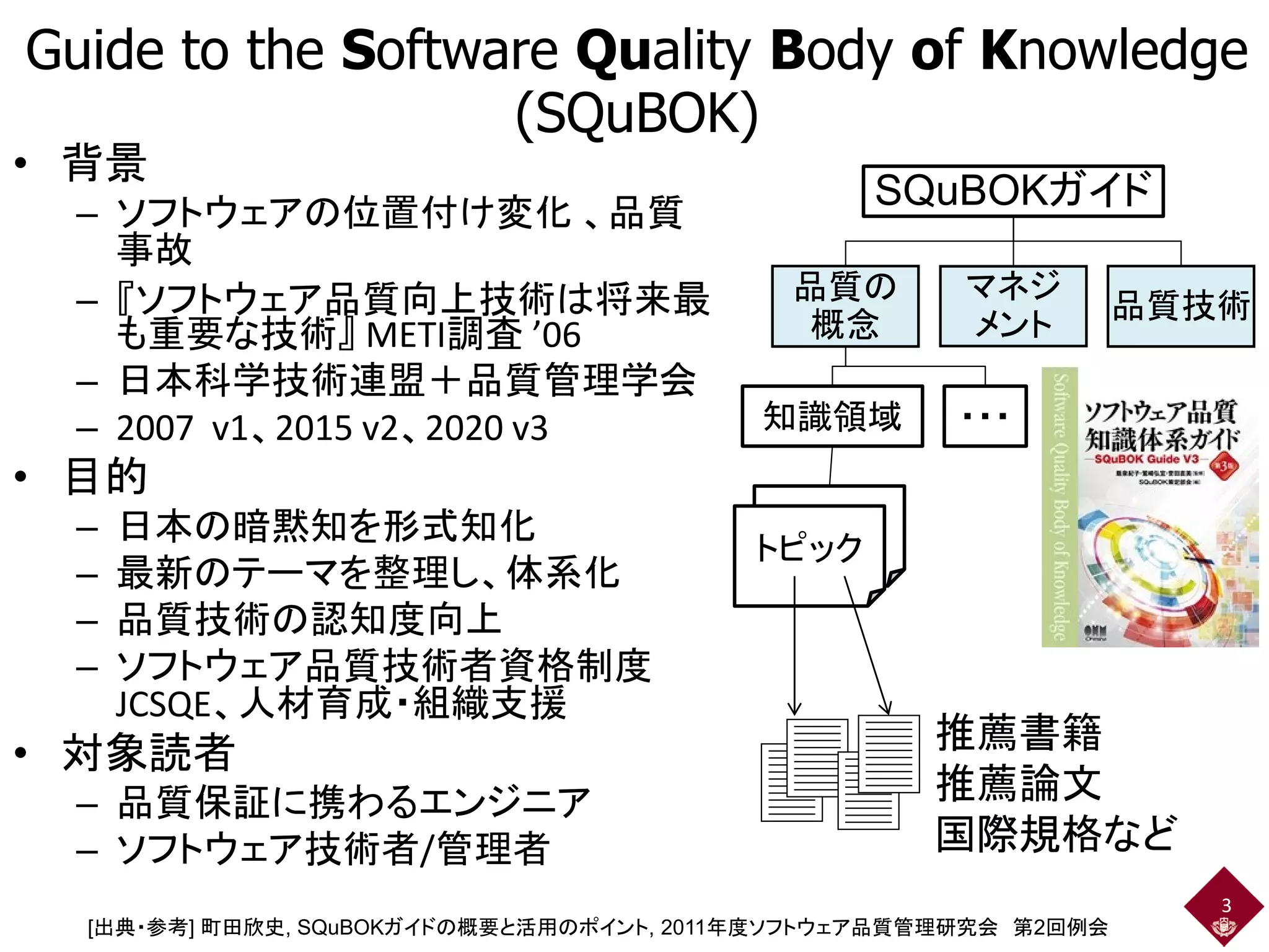 SQuBOKガイドV3概説 ～IoT・AI・DX時代のソフトウェア品質と