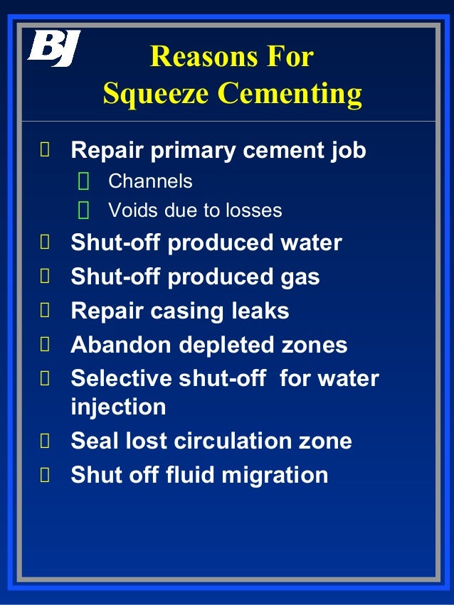 Squeeze cementing