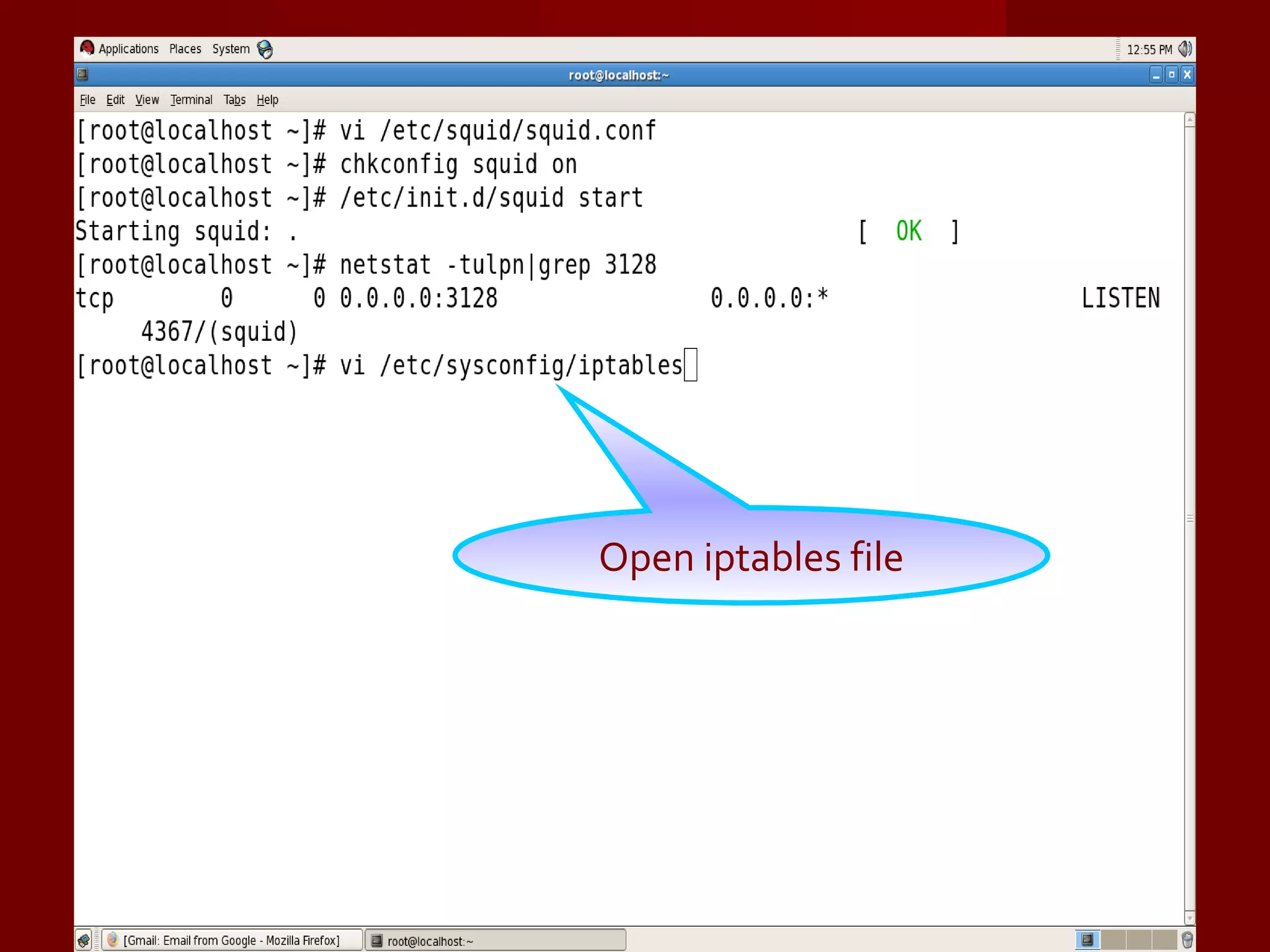 Open iptables file 