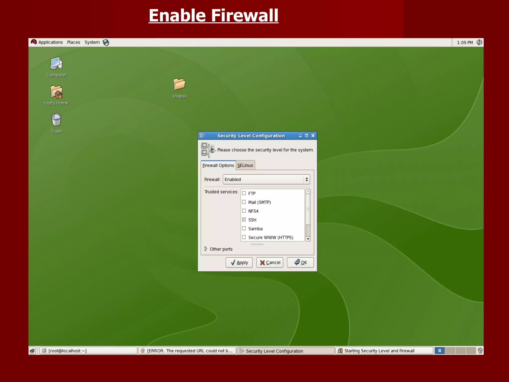 Enable Firewall 