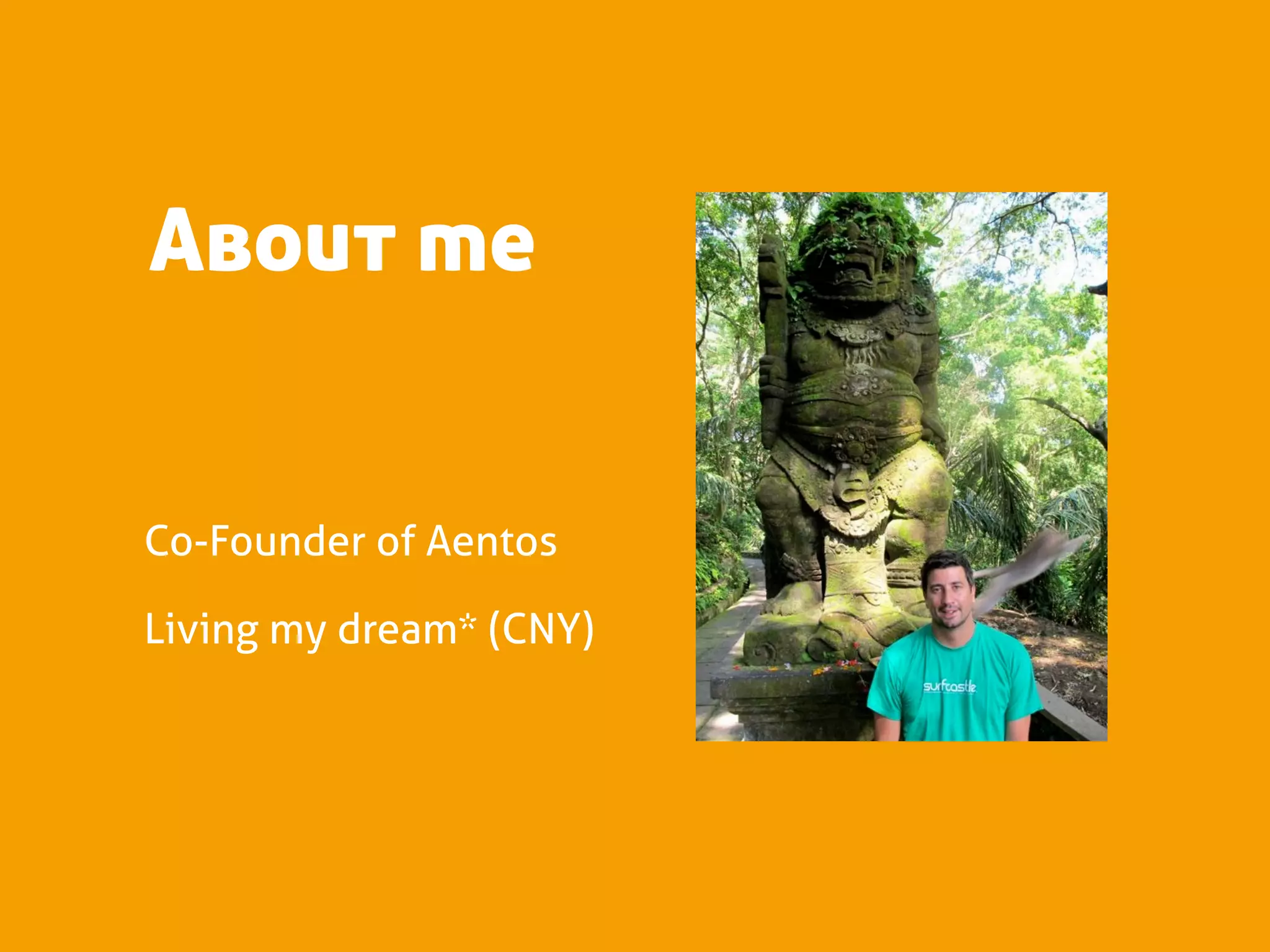 About me


Co-Founder of Aentos

Living my dream* (CNY)
 