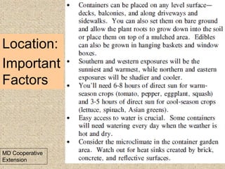 Location:
Important
Factors
MD Cooperative
Extension
 