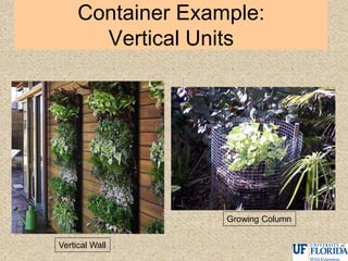 Container Example:
Vertical Units
Vertical Wall
Growing Column
 