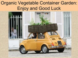 Organic Vegetable Container Garden:
Enjoy and Good Luck
 