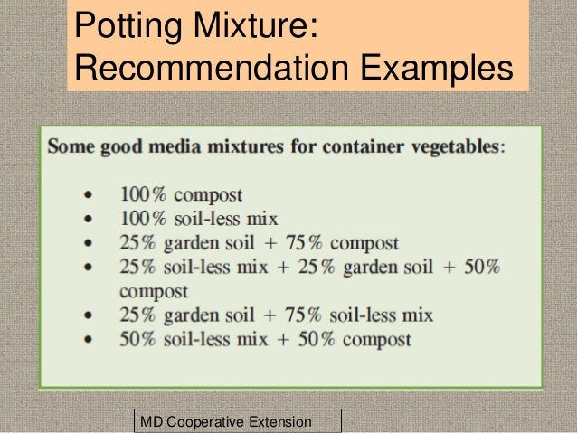 Organic Ve able Container Gardening Potting Mixture Re mendation Examples MD Cooperative Extension 45