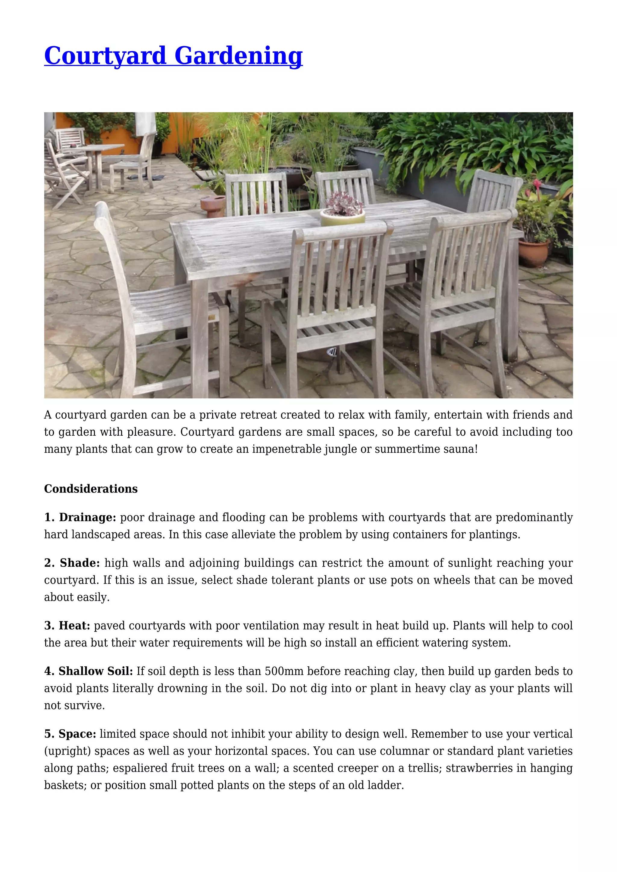 Courtyard Gardening | PDF